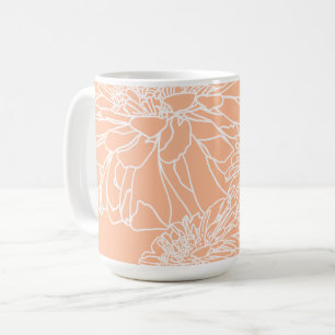Peach fuzz minimalistisch weiße Linie Blüte Kaffeetasse
