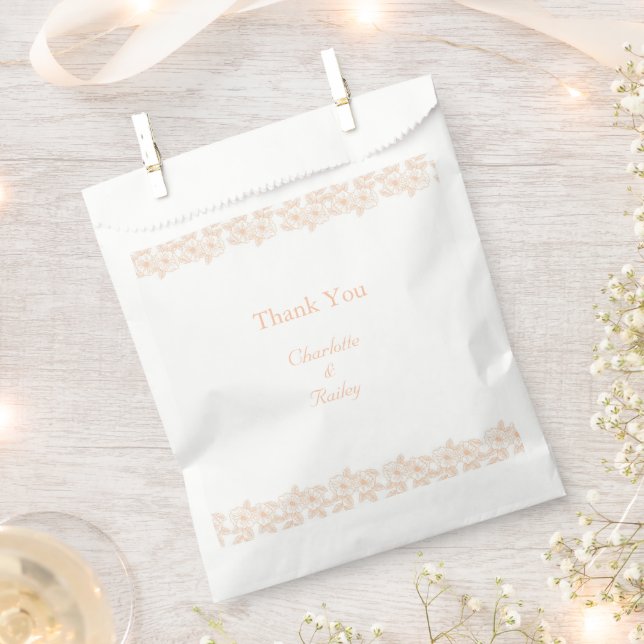 Peach Fuzz minimalistisches trendy Blume Muster Geschenktütchen (Ausgeschnitten)