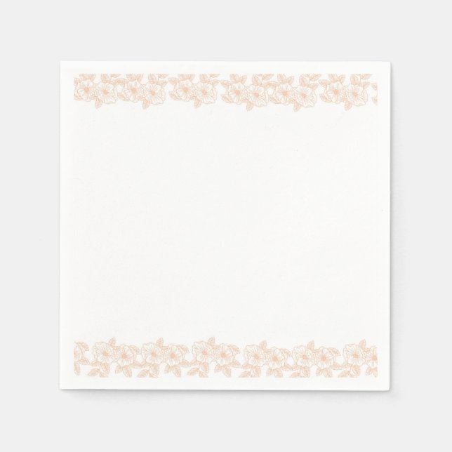 Peach Fuzz minimalistisches trendy Blume Muster Serviette (Vorderseite)