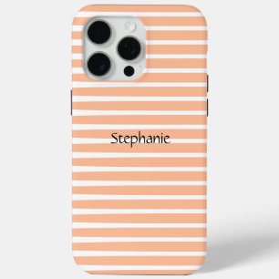 Peach Fuzz Monogram Individuelle Name Stripes 2024 Case-Mate iPhone Hülle