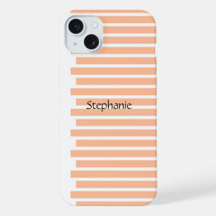 Peach Fuzz Monogramm benutzerdefinierte Namensstre iPhone 15 Plus Hülle