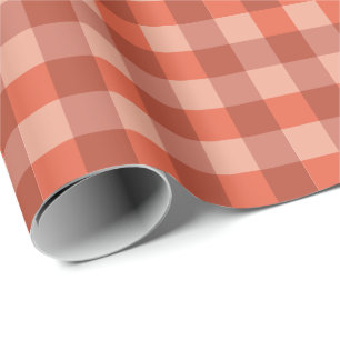 Peach Fuzz Orange Checkerboard-Muster Geschenkpapier