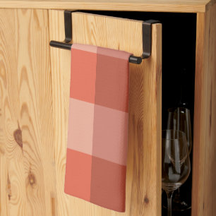 Peach Fuzz Orange Checkerboard-Muster Geschirrtuch