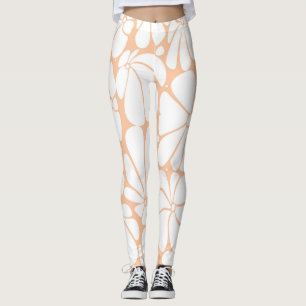 Peach Fuzz Retro 70er White Blume Grafikdesign Leggings
