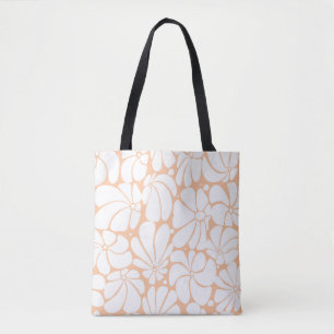 Peach Fuzz Retro 70er White Blume Grafikdesign Tasche