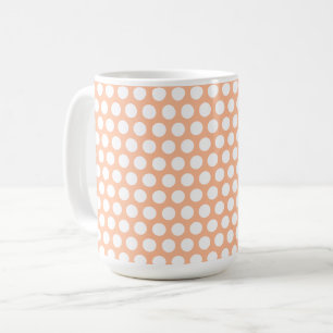 Peach fuzz Retro kleine weiße Polka Punkte Kaffeetasse