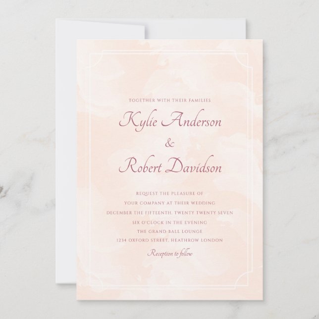 Peach Fuzz Simplistic Minimalistisch Chic Einladung (Vorderseite)