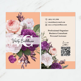 Peach Fuzz Vintage Rose Floral Simple Personal Visitenkarte