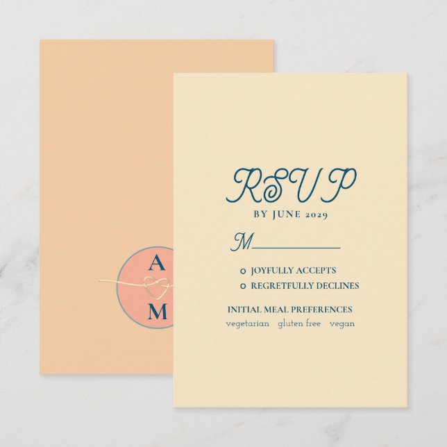 Peach Fuzz Wedding RSVP Card Karte (Vorne/Hinten)