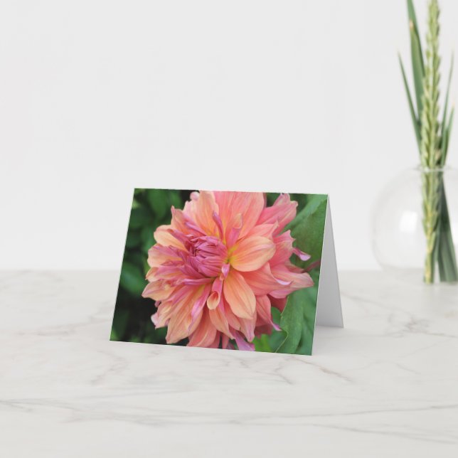 Peach Garden Dahlia Feiertagskarte (Vorderseite)