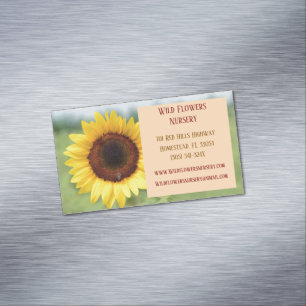 Peach Gardener Landscaper Florist Sonnenblume Magnetische Visitenkarte