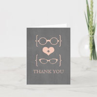 Peach Geeky Glasses Chalkboard Danke Karte
