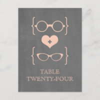 Peach Geeky Glasses Chalkboard Table Postkarte