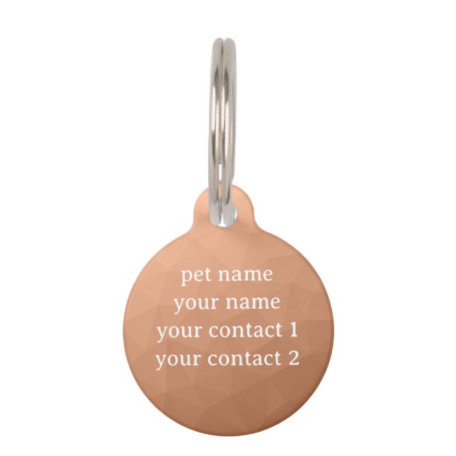 Peach geometric mesh pattern Ihr Text Haustiermarke (Rückseite)