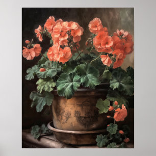 Peach Geranium Blume Art Print Poster
