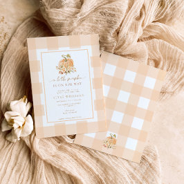 Peach Gingham A Little Pumpkin Baby Einladung