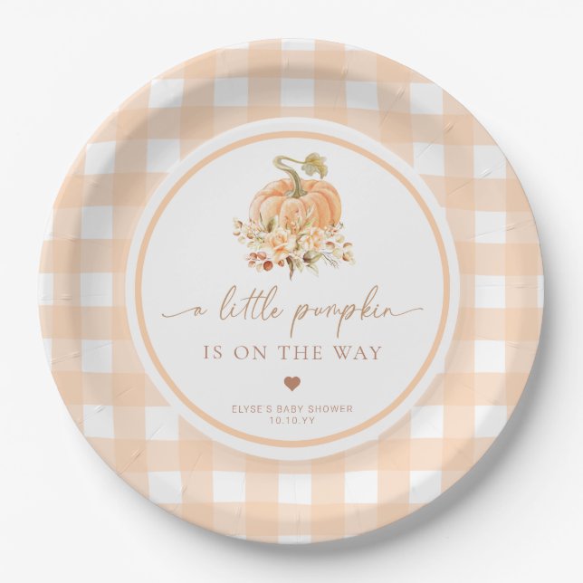 Peach Gingham Fall Pumpkin Pop It, wenn sie Pop Pappteller (Vorderseite)