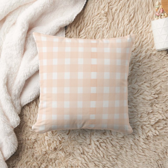 Peach Gingham Pillow Kissen (Decke)