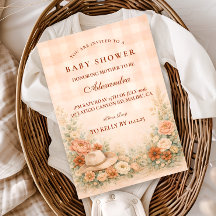 Peach Gingham Western Floral Baby Shower