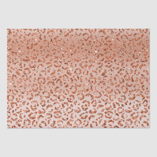 Peach Glitzer Leopard Tierdruckerei Seidenpapier (Vorderseite)
