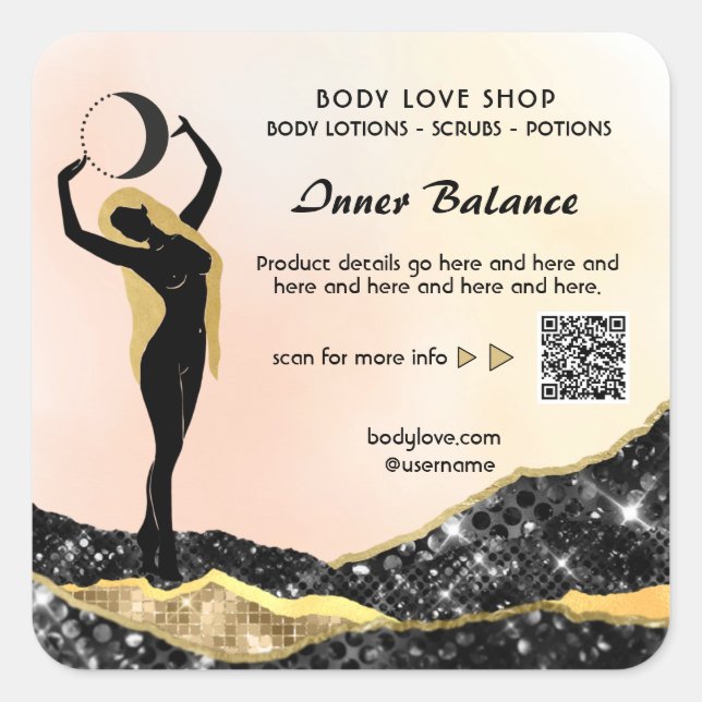 *~* Peach Goddess Ombre Intention Zauber AP24 Squ Quadratischer Aufkleber (Vorderseite)