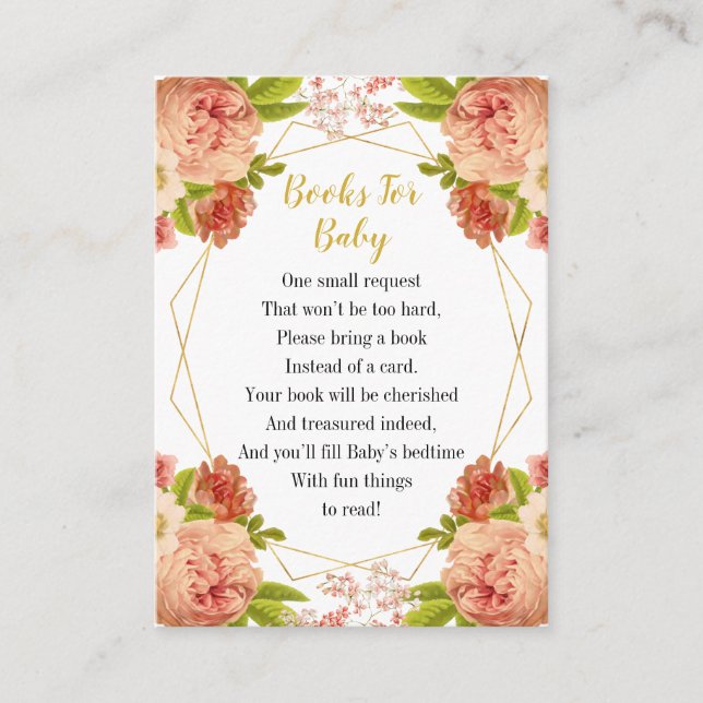 Peach Gold Blume Bücher für Baby Begleitkarte (Vorderseite)