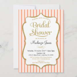 Peach Gold Bridal Dusche Einladung Eleganter Strei