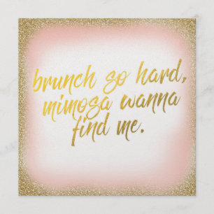 Peach Gold Brunch si dur Invitation Pearl