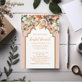 Peach Gold Floral Bridal Brunch Einladung