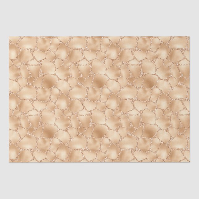 Peach Gold Glitzer Glam Sparkle Giraffe Drucken Seidenpapier (Vorderseite)