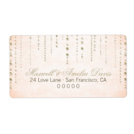 Peach & Gold Glitzer Look Hochzeitadressen-Labels