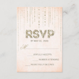 Peach & Gold Glitzer Look Hochzeitkarte RSVP