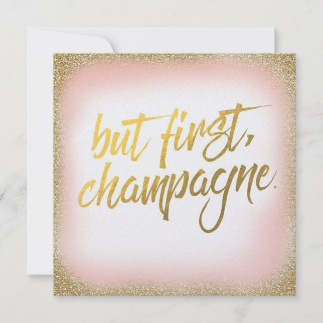 Peach Gold mais First Champagne Invitation Pearl (Devant)