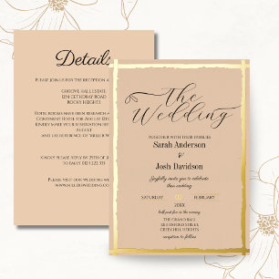 Peach Gold Minimal Wedding Folieneinladung