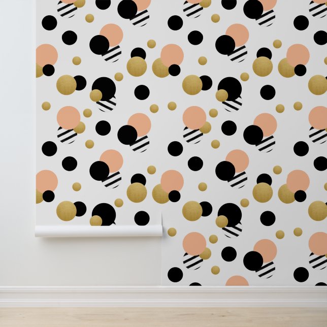 Peach Gold Polka Dot Tapete (Anwendung)