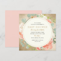 Peach Gold Sparkle Wreath Floral Baby Dusche