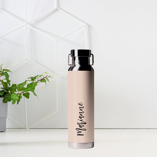 Peach grau individuelle Name Skript Trinkflasche (Von Creator hochgeladen)