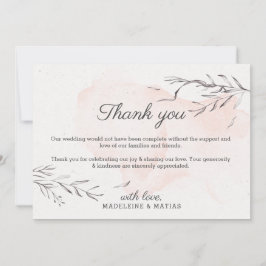 Peach & grau romantische Hochzeit mit Blumen Dankeskarte