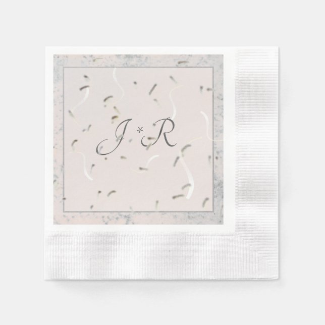 Peach & Gray Marble Monogrammatique Napkins Serviette (Vorderseite)