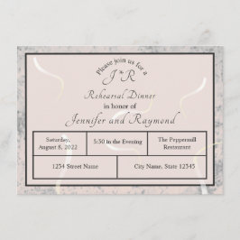 Peach & Gray Marble Monogrammierte Probe Dinner Begleitkarte