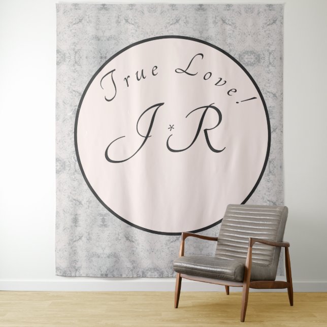 Peach & Gray Marbled Wedding Tapestes Wandteppich (Beispiel)