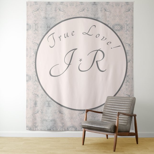 Peach & Gray Marbled Wedding Tapestes Wandteppich (Beispiel)