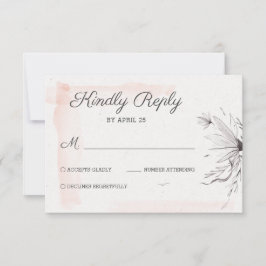 Peach & Gray Romantische Hochzeit elegant delikat RSVP Karte