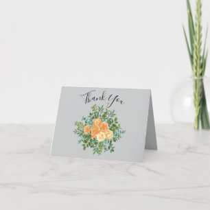 Peach Gray Wedding Spring Floral Dankeskarte