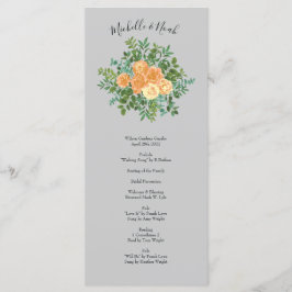 Peach Gray Wedding Spring Floral Menükarte