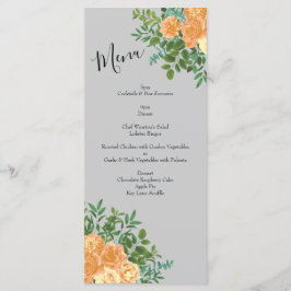 Peach Gray Wedding Spring Floral Menükarte
