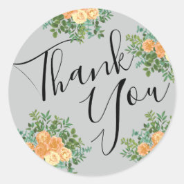 Peach Gray Wedding Spring Floral Runder Aufkleber