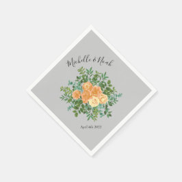 Peach Gray Wedding Spring Floral Serviette