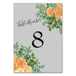 Peach Gray Wedding Spring Floral Tischnummer