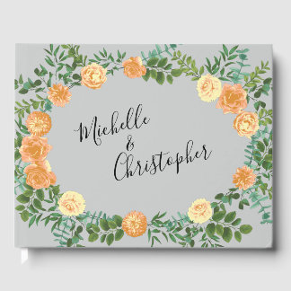 Peach Gray Wedding Vintag Floral Gästebuch